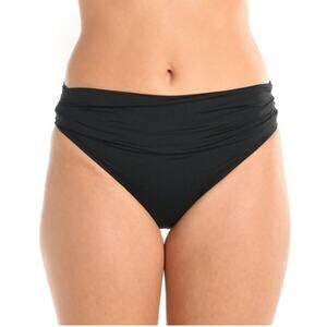 La Blanca Women's Standard Shirred Banded Hipster Bikini Bottoms Black Size 12